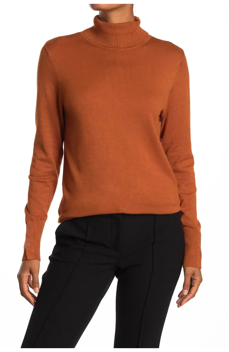 Joseph A Turtleneck Button Sleeve Pullover Sweater | Nordstromrack | Nordstrom Rack