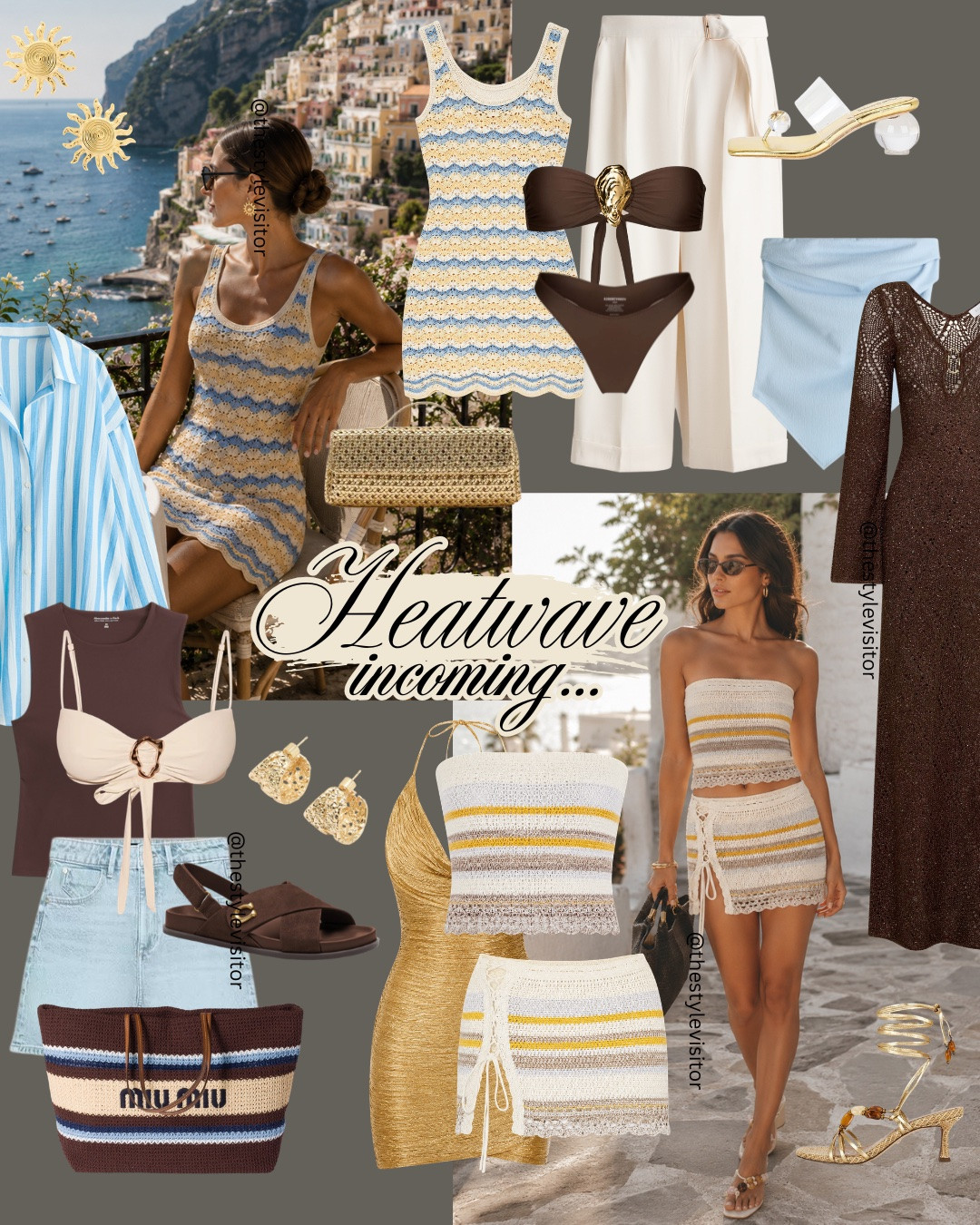 Heatwave dressing, but make it chic ☀️🤎💙
Like this post to save it to your favourite folder and come back later to shop.

Keywords: crochet dress, crochet co ord, striped co ord set, blue and white outfit, chocolate brown dress, summer capsule wardrobe, heatwave outfits, vacation outfits, resort wear, European summer style, beach club outfit, raffia bag, woven handbag, gold sandals, cream trousers, linen look trousers, maxi dress outfit, holiday outfit ideas, coastal chic style, summer fashion trends

#LTKsummer #LTKtravel #LTKdatenight