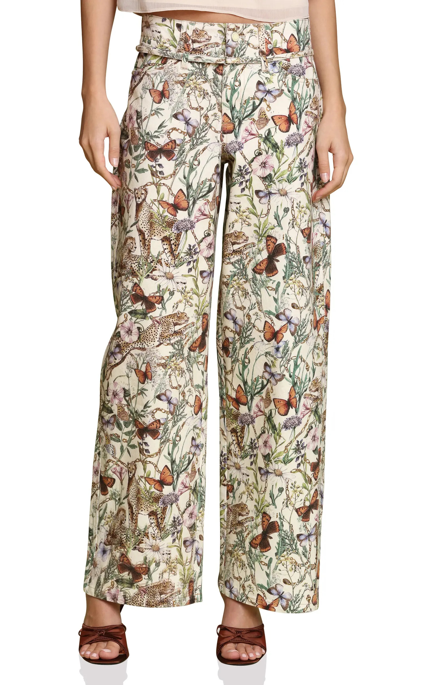 Belted Wide Leg Stretch Denim Pants | Nordstrom