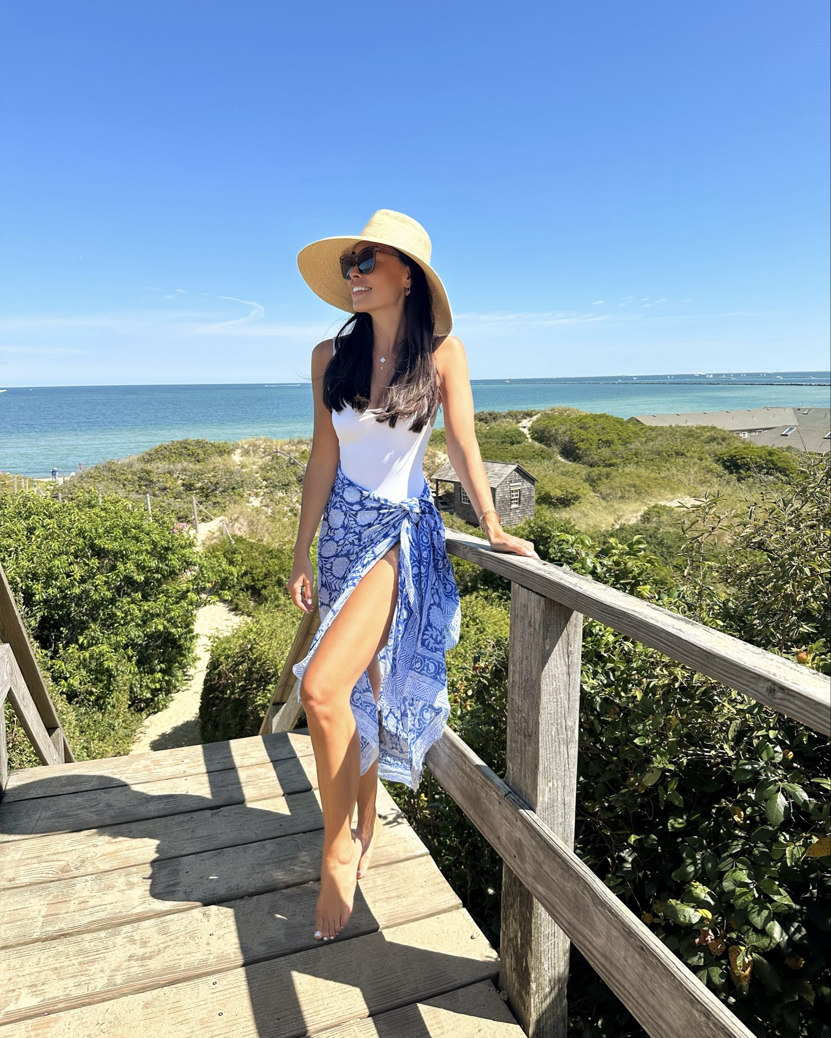 Skims swimsuit, sarong, summer fashion, Nantucket outfit, swimwear, blue floral sarong. 

#LTKSwim #LTKSeasonal #LTKTravel