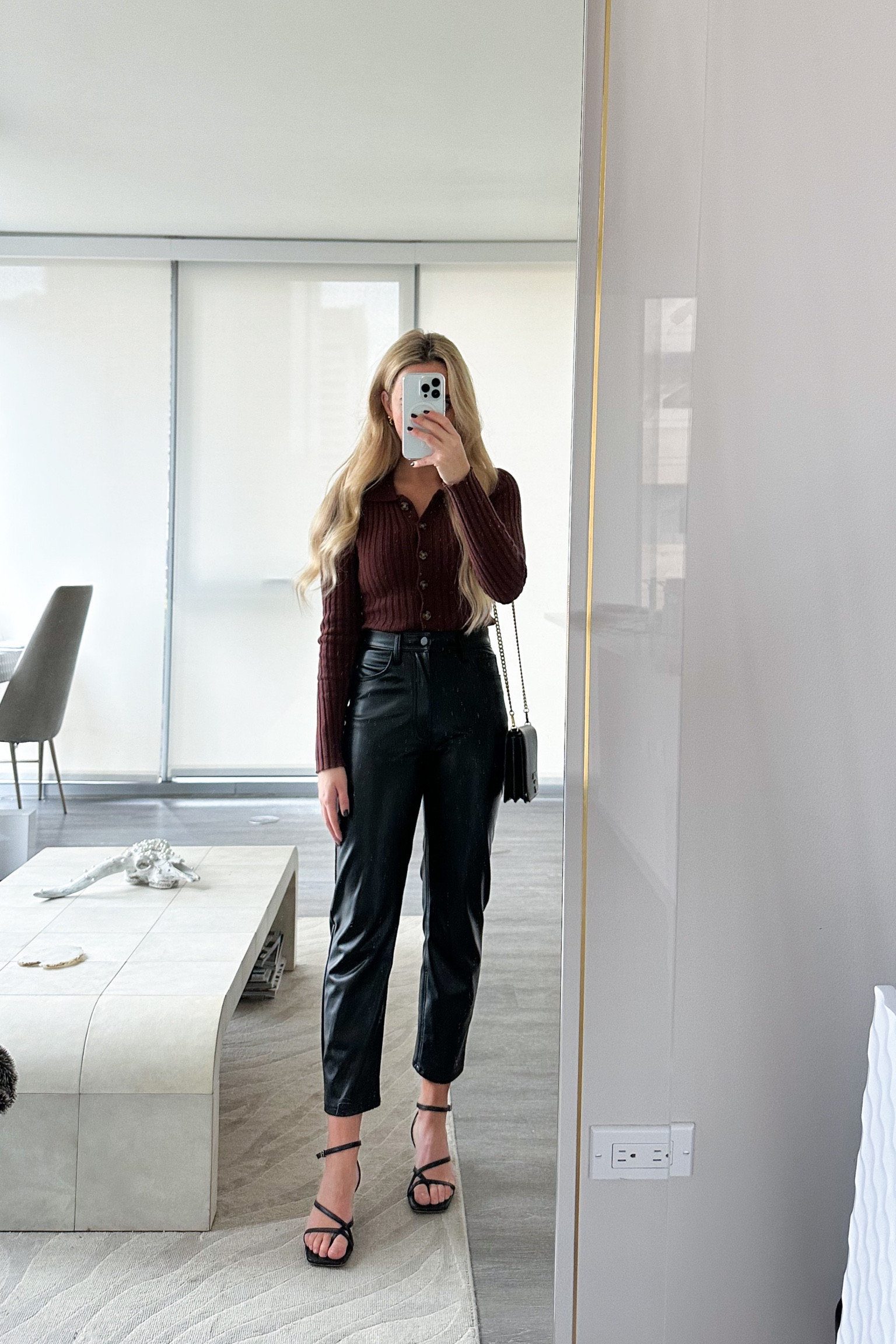 Showing the same matching set for a night out 

vegan leather pants
matching set
Faux leather pants 
brown cardigan 
Fall going out outfits 

#LTKSeasonal #LTKParties #LTKU