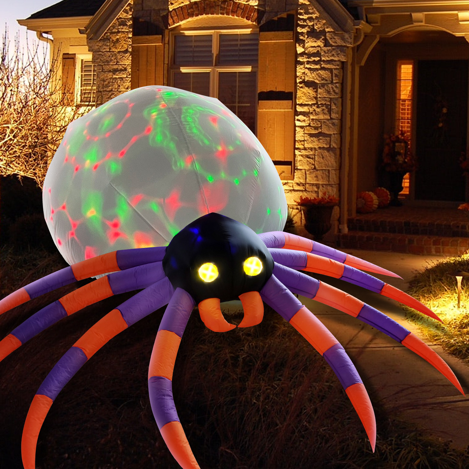 DeeKom Halloween Inflatable Decorations Outdoor 8' Spider Blow up Decor with Magic LED Light Lawn... | Walmart (US)