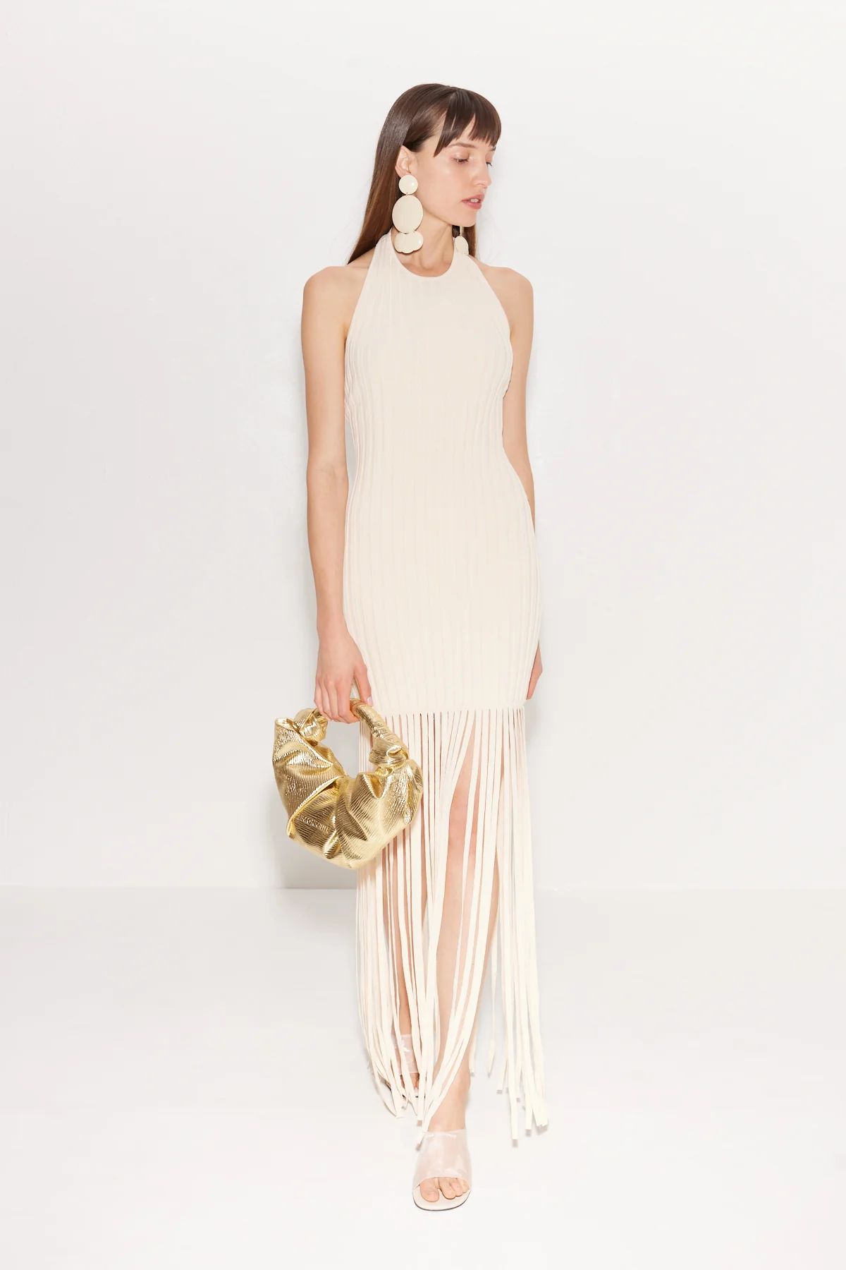 Junjo
           Fringe Knit Dress in Seashell | Simon Miller