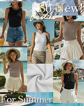 3 Pack Women's Ribbed Tank Tops 95% Cotton Sleeveless Casual Knit Slim Shirts Crew Neck Summer Ba... | Amazon (US)