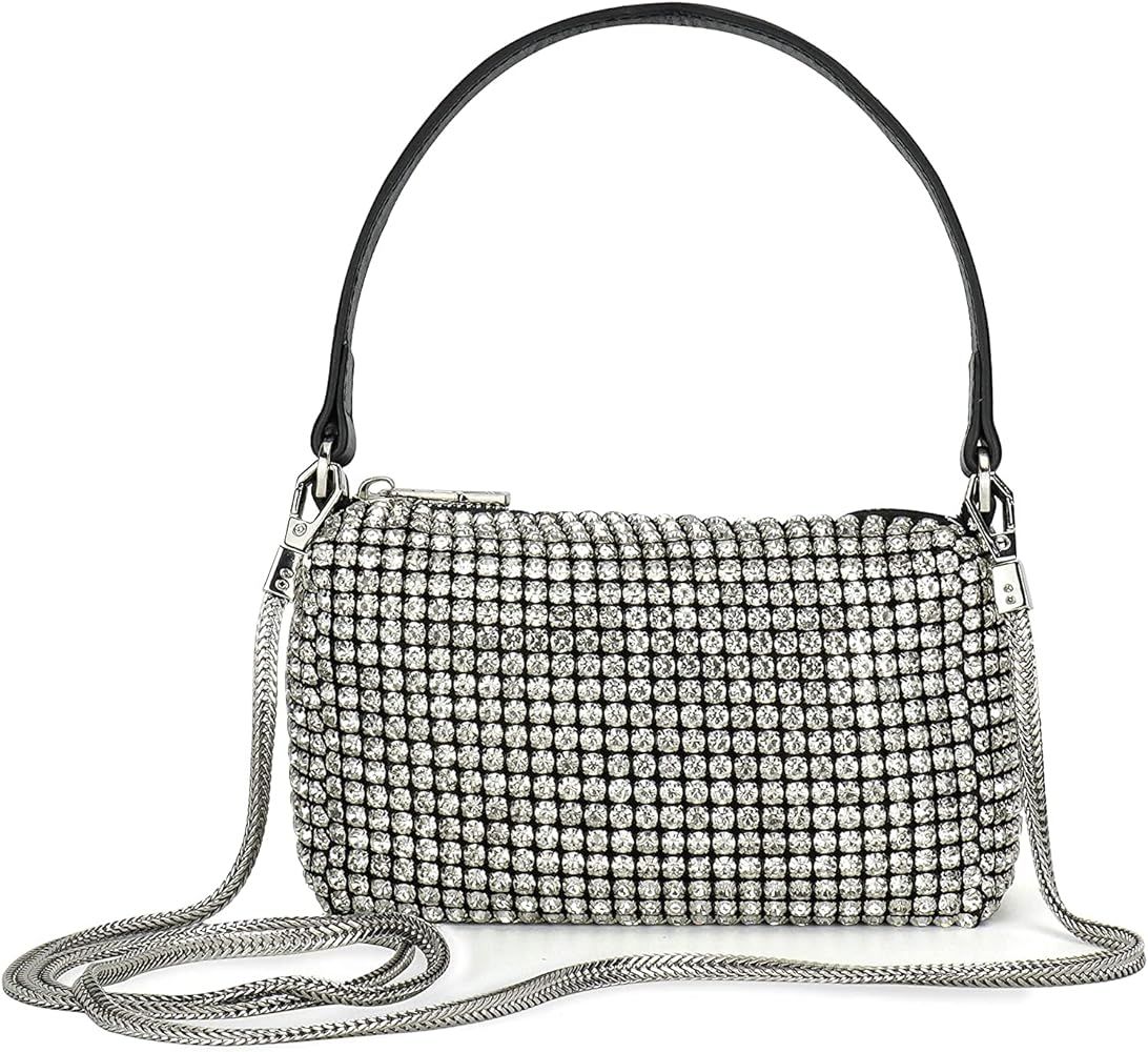Montana West Crystal Rhinestone Crossbody Bags for Women Bling Purse Mini Top Handle Handbag Chain M | Amazon (US)