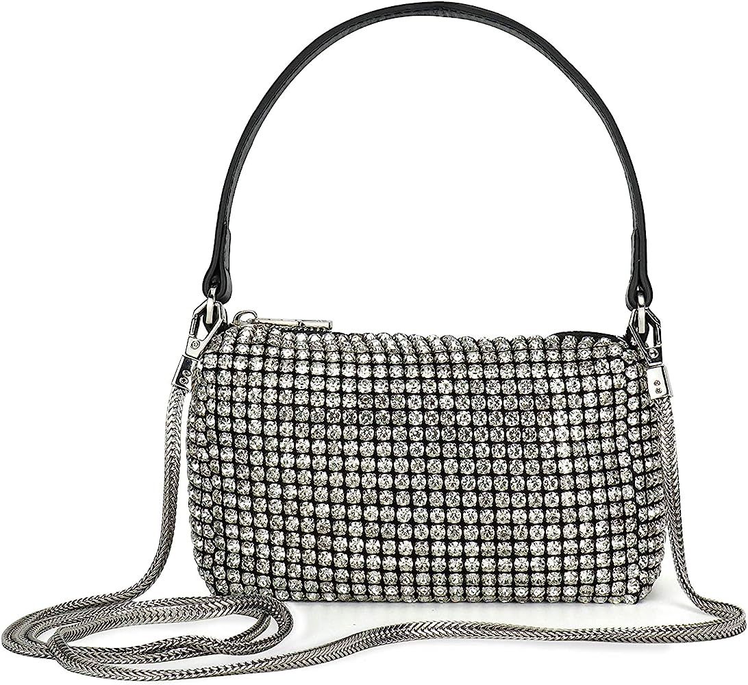 Montana West Crystal Rhinestone Crossbody Bags for Women Bling Purse Mini Top Handle Handbag Chain M | Amazon (US)