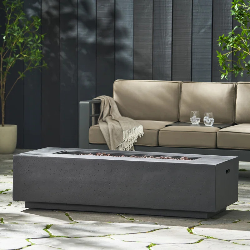 Oquendo Rectangle Magnesium Oxide Propane Outdoor Fireplace | Wayfair North America