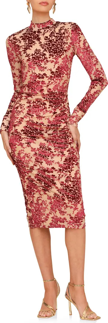 Mock Neck Long Sleeve Burnout Velvet Cocktail Dress | Nordstrom