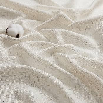 Neutral Faux Linen Sheer Curtains 108 Inches Long Extra, Natural Light Filtering Curtain 2 Panels... | Amazon (US)