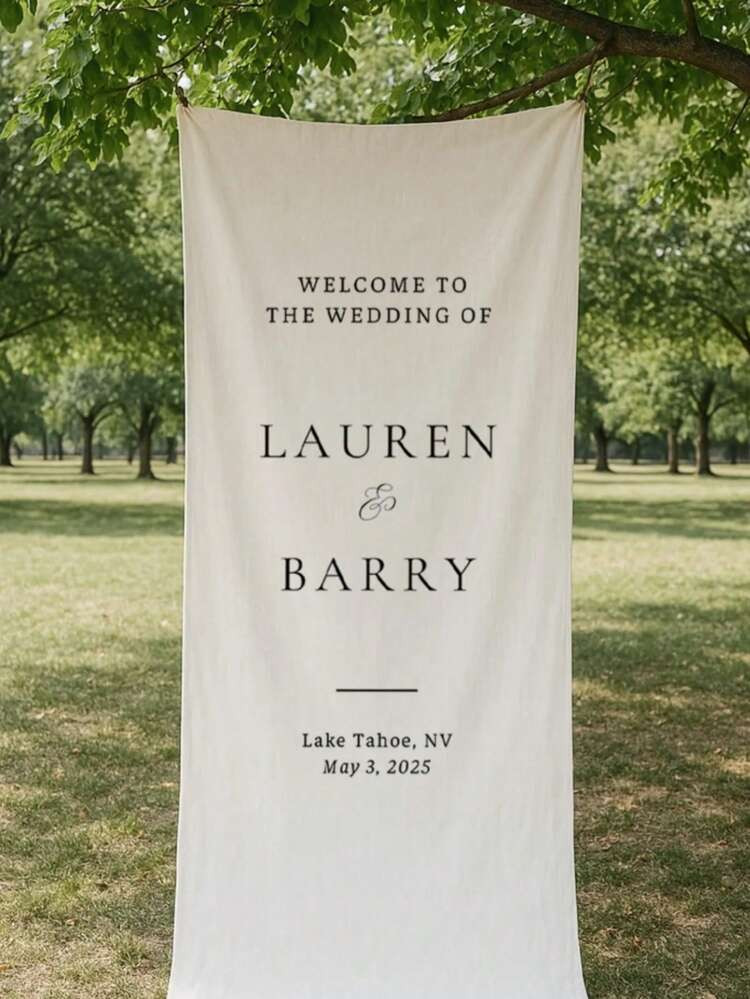 Personalized Linen Wedding Sign Fabric Wedding Sign, White Custom Wedding | SHEIN