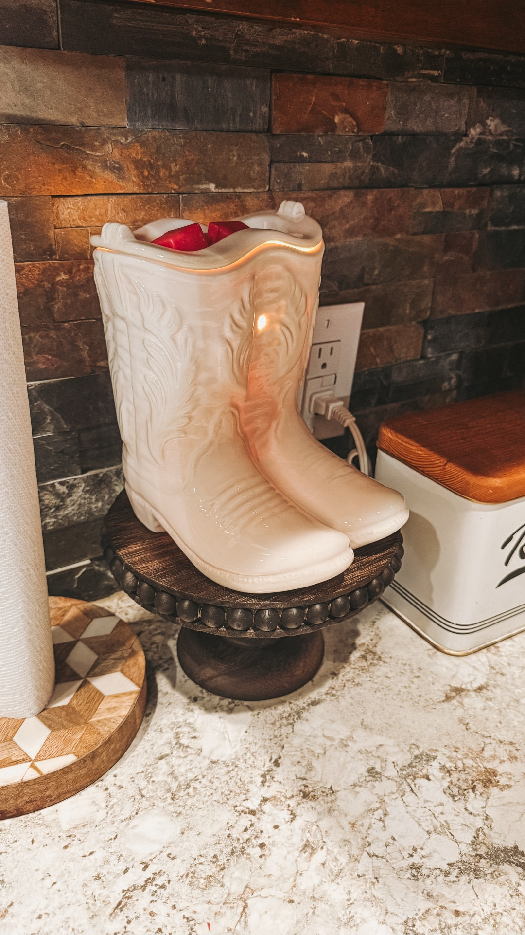 Help me set up the cutest boot wax warmer from Tractor Supply! #western #westernfinds #westernhome #barndominiumliving #decoratewithme 

#LTKvlog #LTKSeasonal #LTKHome