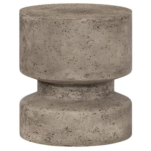 Nala Industrial Loft Grey Concrete Round Outdoor End Table | Kathy Kuo Home