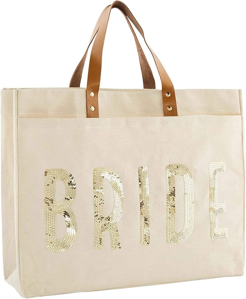 Mud Pie Women's Bride Tote Bag, Tan, 14 1/4" x 18"… | Amazon (US)