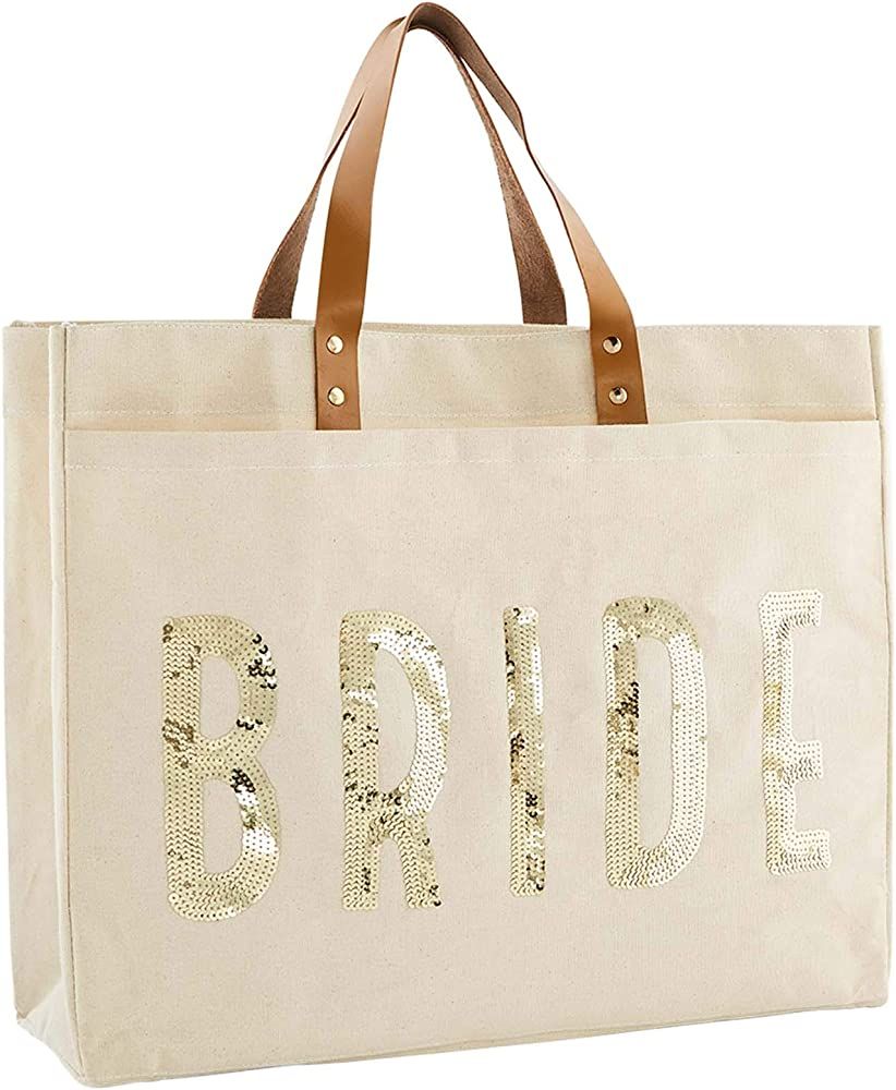 Mud Pie Women's Bride Tote Bag, Tan, 14 1/4" x 18" | Amazon (US)