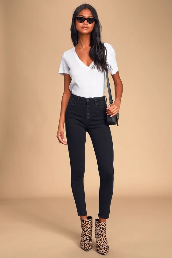 Taylor Black High-Waisted Skinny Jeans | Lulus (US)