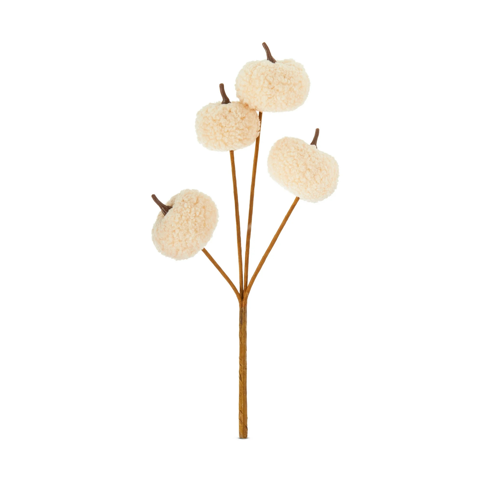 Harvest Cream Boucle Pumpkin Pick Decoration, 12", by Way To Celebrate - Walmart.com | Walmart (US)