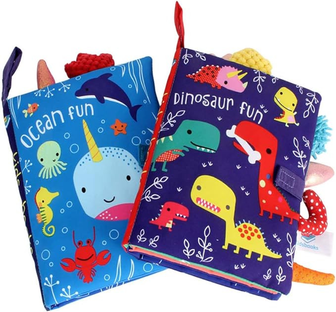 ORAPOH Dinosaur and Ocean Tail Baby Early Education Toy, Activity Crinkle Cloth Book for Toddler,... | Amazon (US)