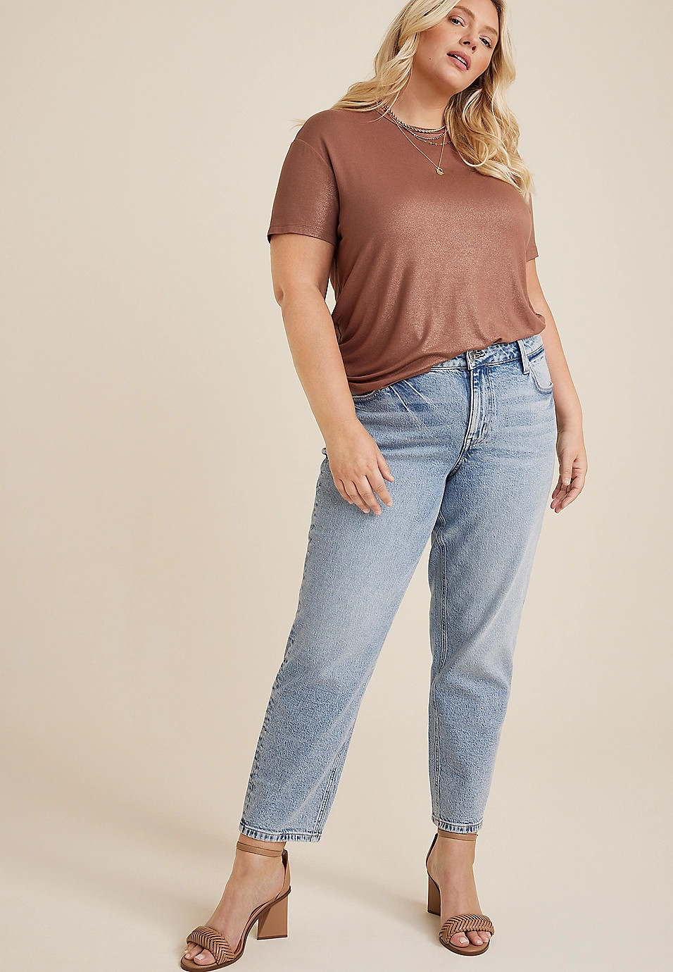 Plus Size edgely™ High Rise Sparkle Slim Straight Ankle Jean | Maurices