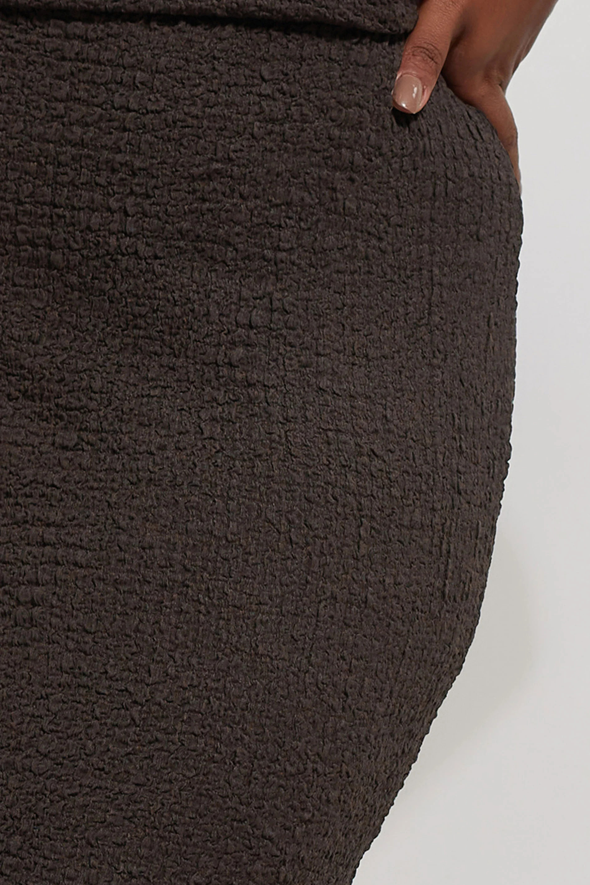 YOURS Plus Size Chocolate Brown Textured Side Split Maxi Skirt | Yours Clothing UK