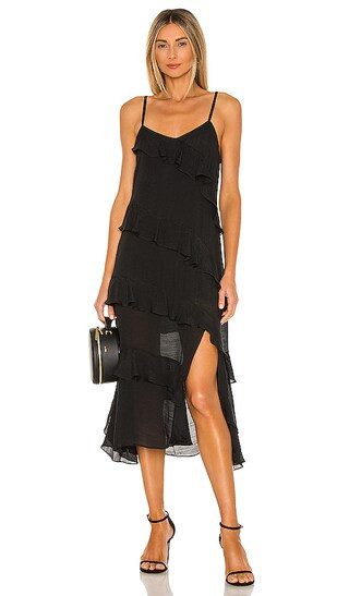 Leah Midi Dress in Black | Revolve Clothing (Global)