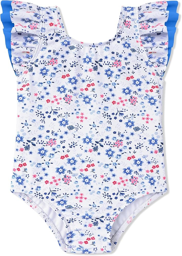 oklady Toddler Swimsuit Girls One Piece Ruffled Girls Bathing Suit Bow Strap Swimwear Size 12M-4T | Amazon (US)