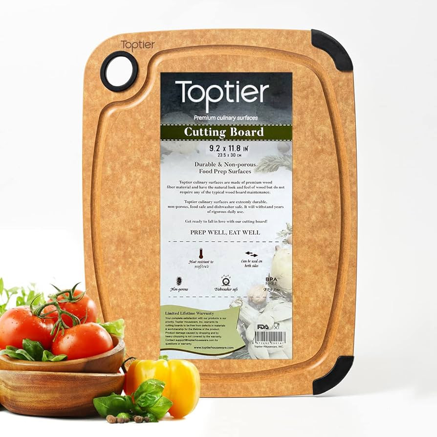 Toptier Wood Fiber Cutting Board for Kitchen - Non-Slip, Reversible, Eco-Friendly, Small 11.5 x 9... | Amazon (US)