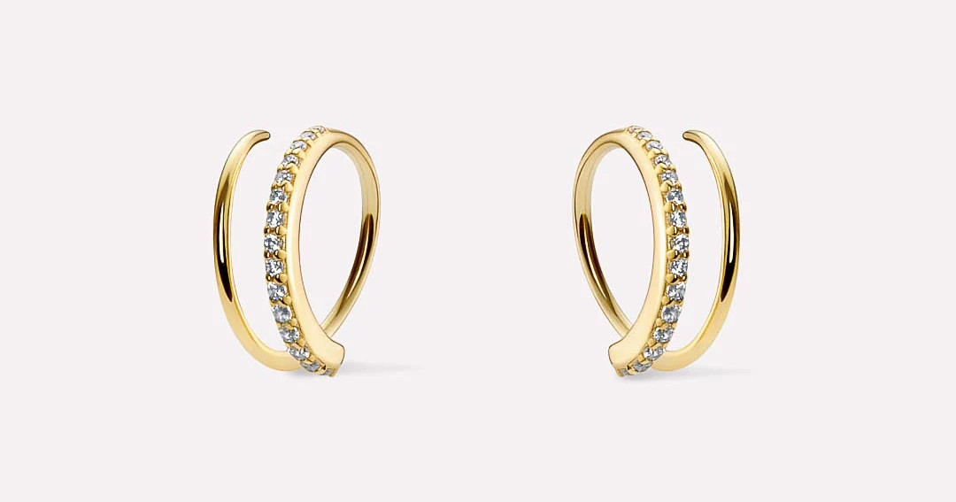 Double Hoop Earrings - Harley Pave | Ana Luisa