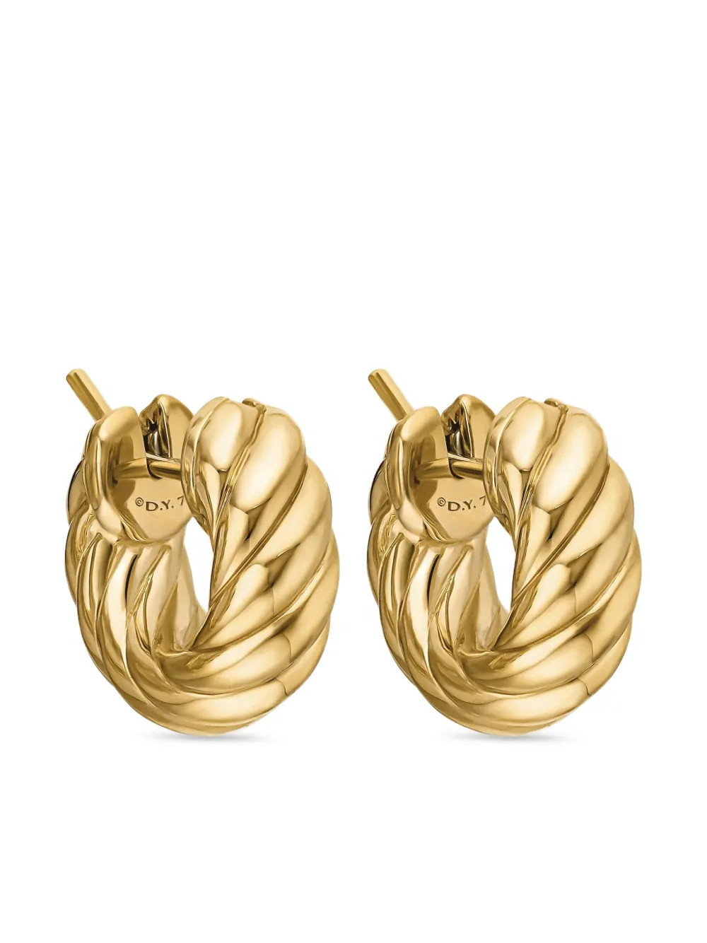 David Yurman 18kt yellow gold Sculpted Cable hoop earrings (14.4mm) | Farfetch Global