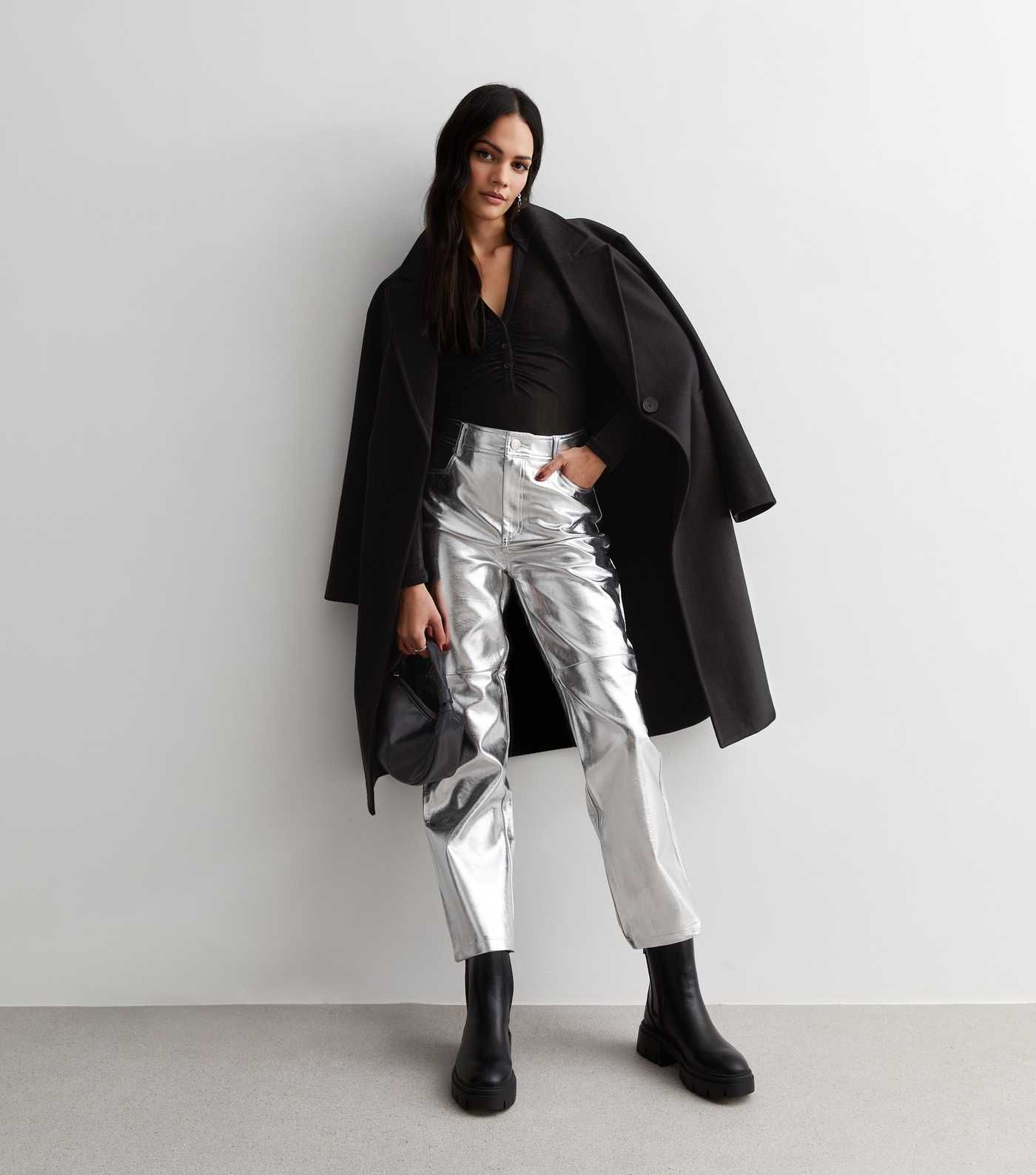 Silver Leather-Look Western Trousers
						
						Add to Saved Items
						Remove from Saved Item... | New Look (UK)