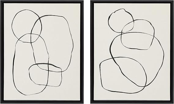 Kate and Laurel Sylvie Modern Circles and Going in Circles Framed Linen Textured Canvas Wall Art ... | Amazon (US)