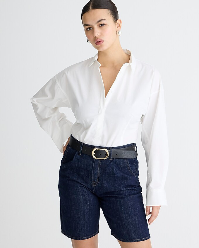Fitted button-up shirt in stretch cotton-blend poplin | J. Crew US