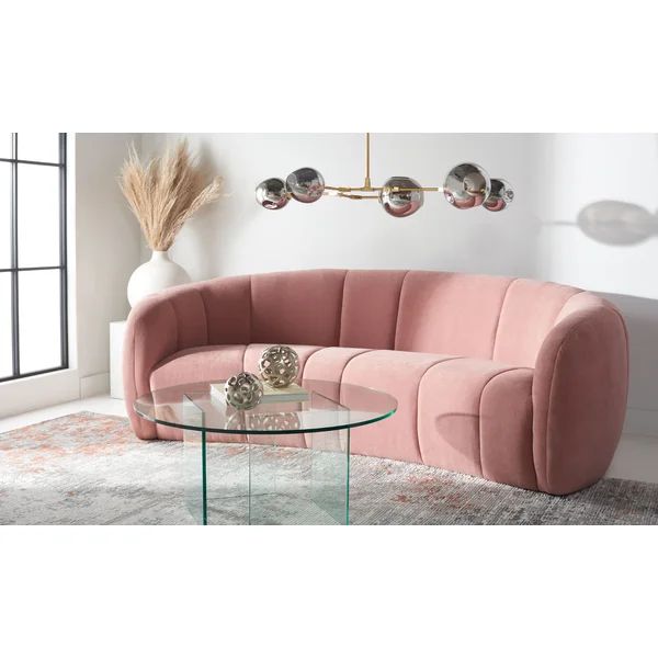 89.8'' Linen Round Arm Curved Sofa | Wayfair North America