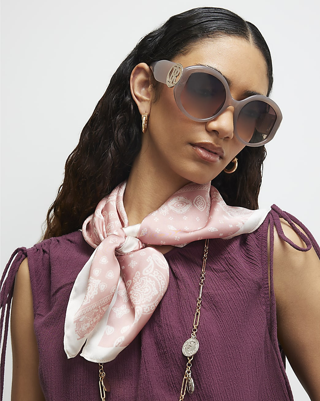 Pink Paisley Print Neck Scarf | River Island UK & IE