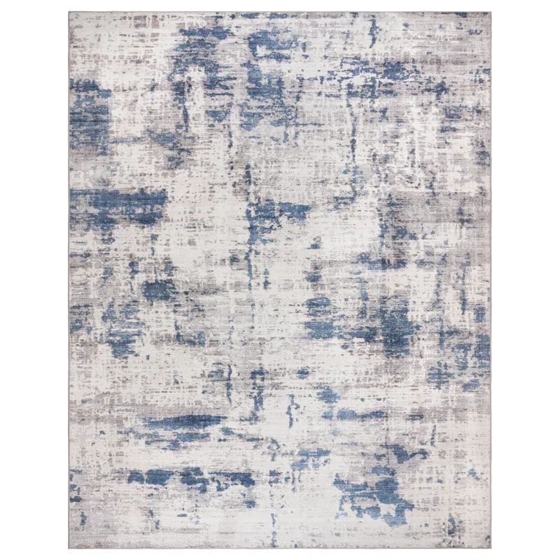 Gertmenian Crystal Print Cenis Washable Digital Print Blue/Ivory Modern Abstract Area Rug | Wayfair North America