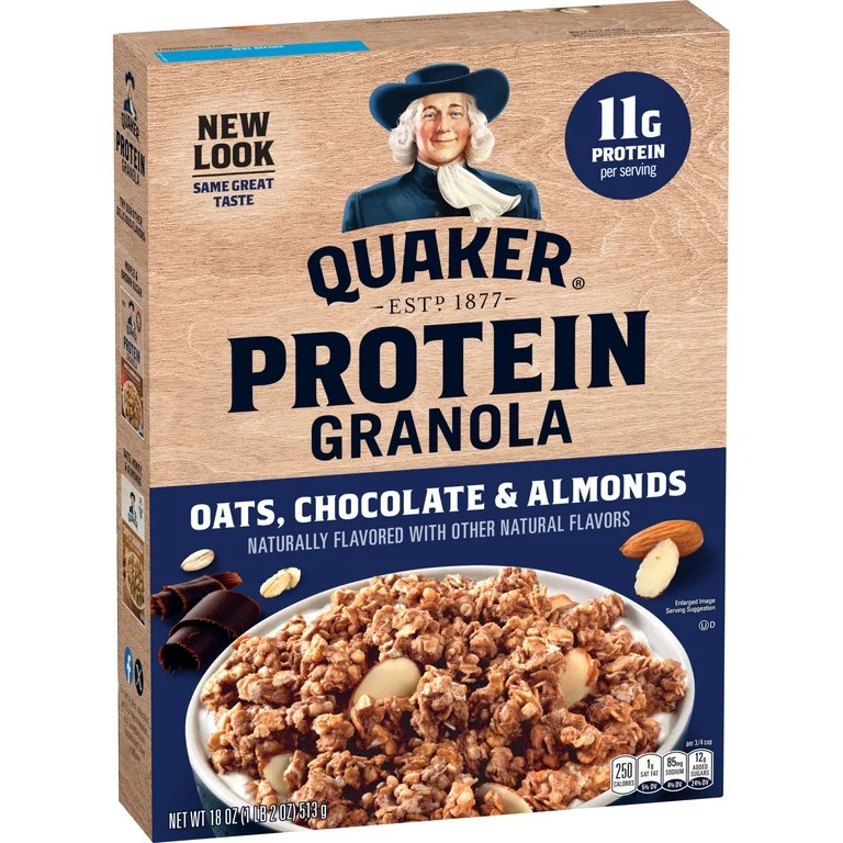 Quaker Protein Granola Oats Chocolate & Almonds, 18 oz Single Pack | Walmart (US)