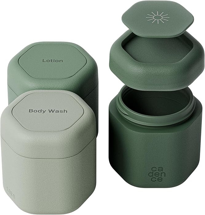 Cadence Travel Containers - Body Care Capsule Set - Magnetic Containers with Lids,Carry On Travel... | Amazon (US)