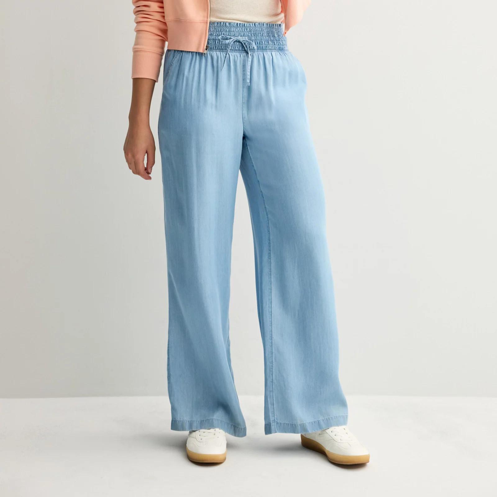 Juniors' SO® High-Rise Smocked Wide Leg Pants | Kohl's