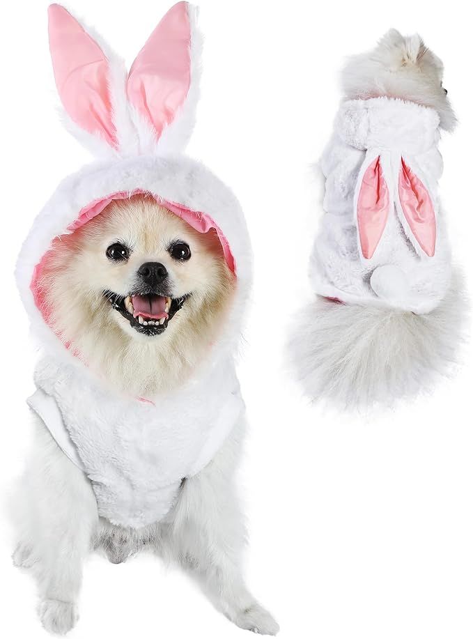 Mogoko Funny Dog Cat Rabbit Costumes, Pet Halloween Christmas Cosplay Dress, Adorable White Rabbi... | Amazon (US)