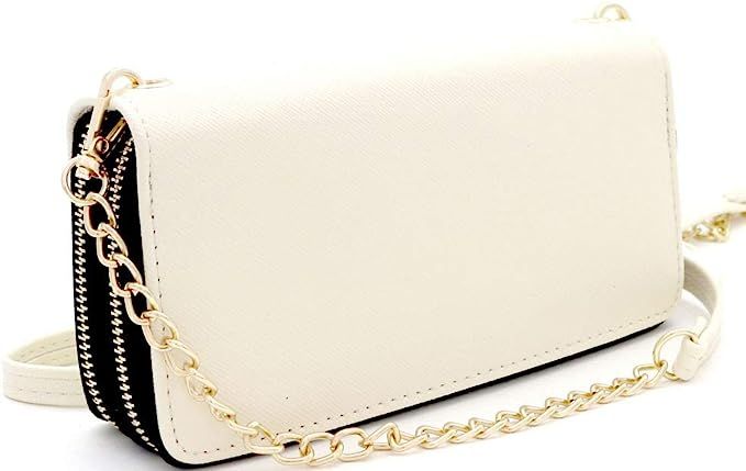 Double Zipper Cellphone Wallet Clutch for Women with Chain Corssbody Shoulder Strap for Shopping ... | Amazon (US)