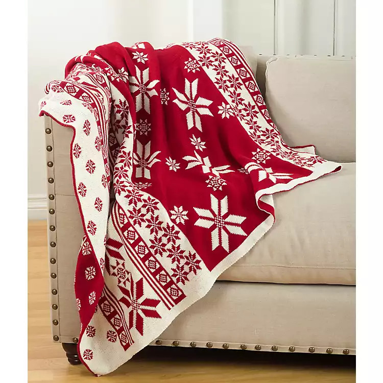 Red and White Snowflake Christmas Throw Blanket | Kirkland's Home