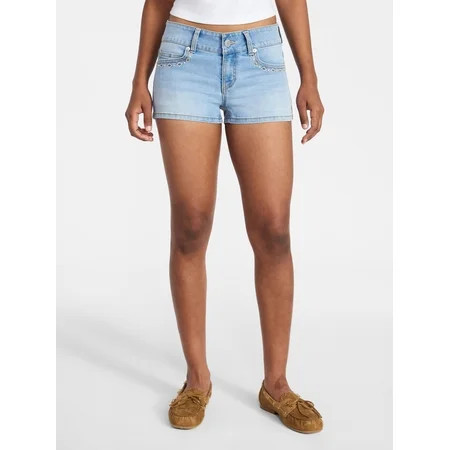No Boundaries Low Rise Denim Mini Shorts with Belt 2 Inseam Women s 00-20 | Walmart (US)
