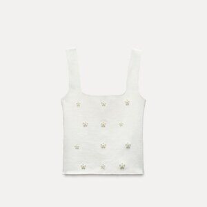 ZARA STRETCH KNIT PEARL TOP | Poshmark