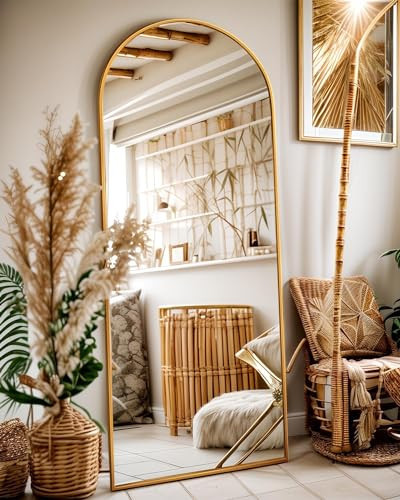 Antok 58" x19” Arched Full Length Floor Mirror, Gold Aluminum Frame, Free Standing/Wall Mount/Leaning for Bedroom, Living Room, Dressing Room | Amazon (US)