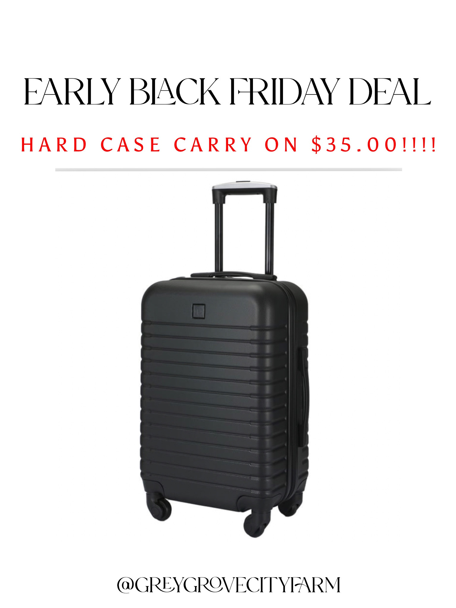 Wow! What a great deal on a hard shell carry on for $35! Yes, it has 360 wheels as well. Pair with a personalized luggage tag from Etsy or fill with goodies for a perfect gift. Great for young adults or anyone needing a luggage upgrade. 

#LTKGiftGuide #LTKsalealert #LTKCyberweek