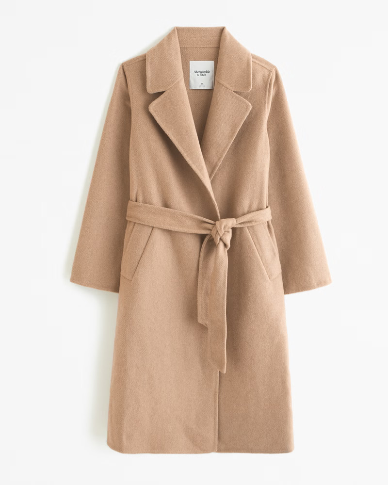 Wool-Blend Belted Blanket Coat | Abercrombie & Fitch (US)