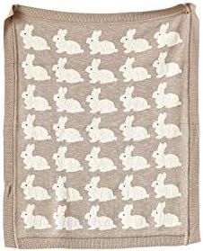 Creative Co-op Cotton Knit Baby Blanket with Rabbits, 40" L x 32" W, Taupe | Amazon (US)