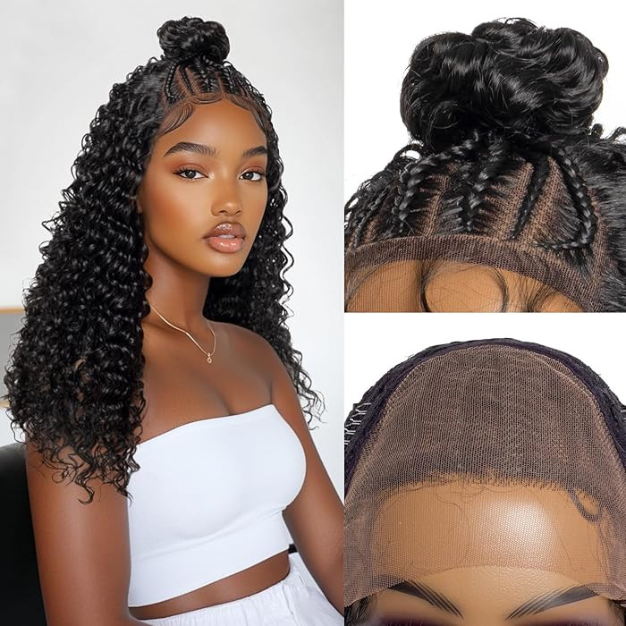 PROTEA Braided Wigs for Black Women, Full Lace Frontal Updo Bun Box Braids Wigs with Baby Hair, L... | Amazon (US)