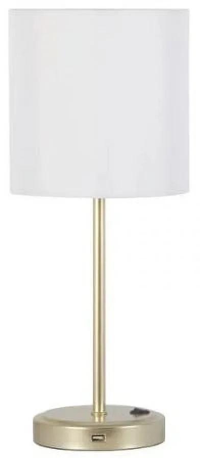 Mainstays 19" Gold Metal Stick Lamp with USB Port, Modern, Adult Use, Door Room Use | Walmart (US)