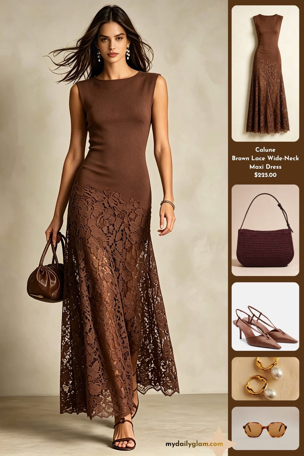 Calune Sleeveless Knit Mix Lace Brown Maxi Dress Neutral Chic Outfit
#BrownLaceMaxiDress #NeutralChicStyle #OldMoneyDress

#LTKootd #LTKOver40 #LTKSeasonal