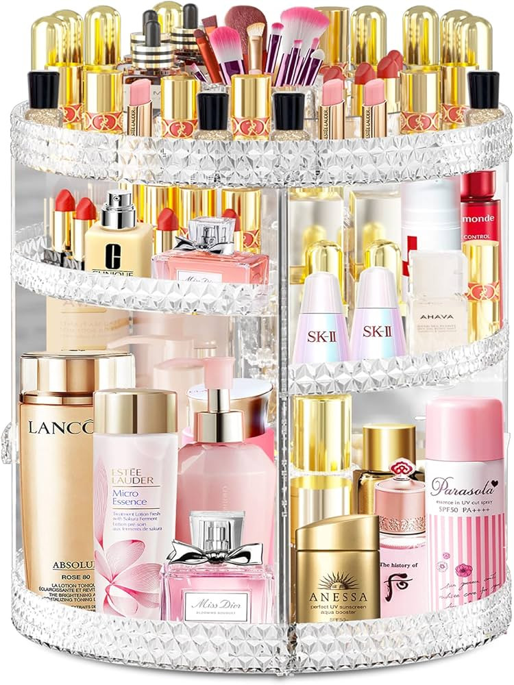 WuNa 360 Rotating Makeup Organizers Countertop 7 Adjustable Layers Cosmetic Organizers Acrylic Ma... | Amazon (US)